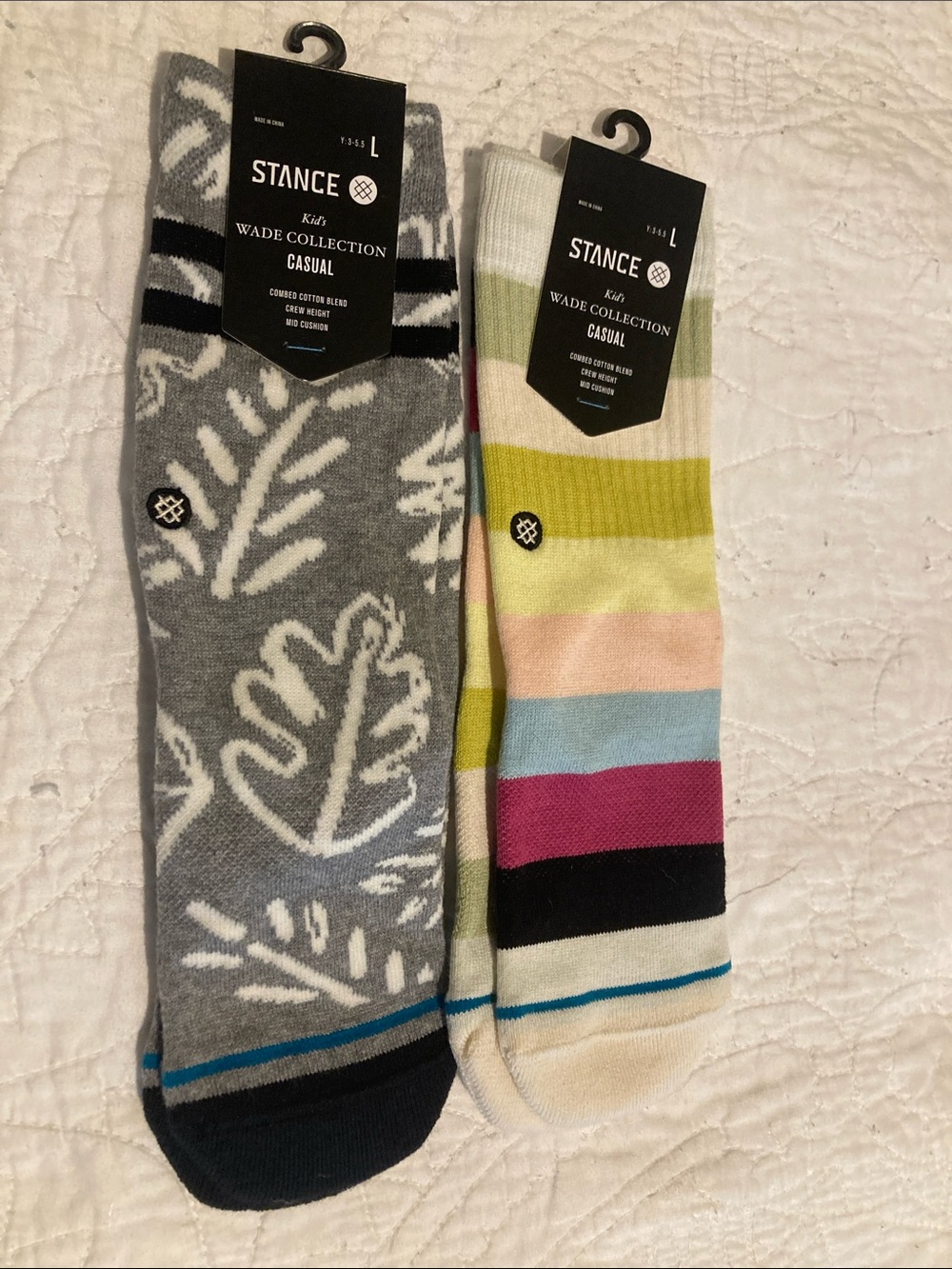 Stance Men's Casual Socks - Gray Leaf & Cream Multi-Stripe